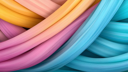 abstract background of colored twisted ribbons in rainbow colors. 3d renderingの写真素材
