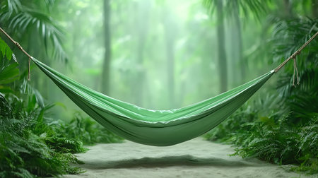 Hammock in the jungle. 3d render. Nature backgroundの写真素材