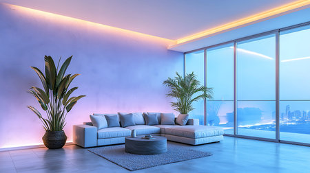 modern bright interiors apartment Living room 3D rendering illustration computer generated image