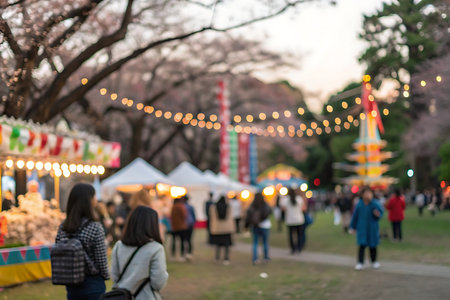 Cherry blossom festival in Tokyo, Japan. Blurred backgroundの写真素材
