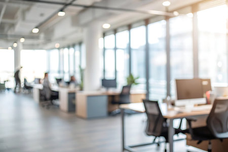 Blurred image of modern office interior for background usage.Abstract Blur Background.の写真素材