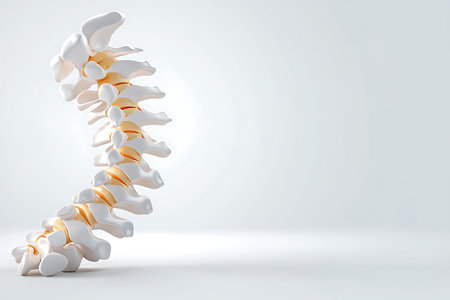 Human spine model on white background. 3D rendering. Spinal cordの写真素材