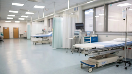Blurred image of hospital room for background usage. (Selective focus)