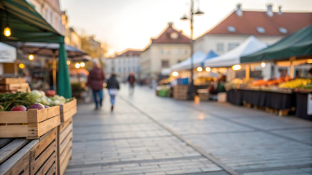 Blurred view of a street market in the old town of Tallinn, Estonia