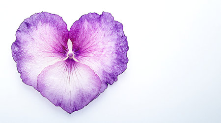 Purple hydrangea flower on white background with copy space