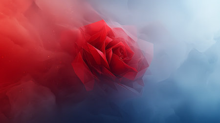 Red rose on a dark blue background. 3d rendering, 3d illustrationの写真素材