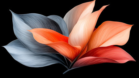abstract flower on a black background. 3d illustration for design