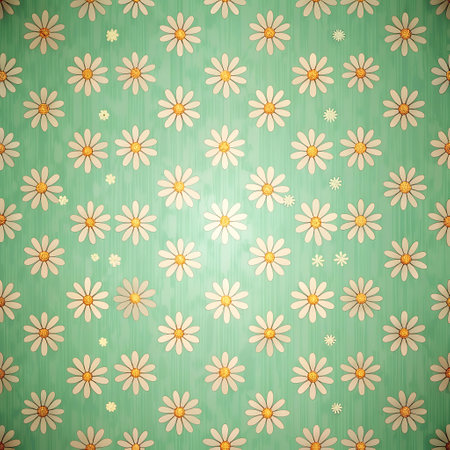 Seamless pattern with daisies on grunge green backgroundの写真素材