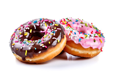 Donuts isolated on white background with clipping path and full depth of fieldの写真素材
