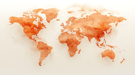 Watercolor map of the world on white background. Vector illustration.