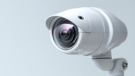 CCTV security camera on gray background. 3d render illustration.