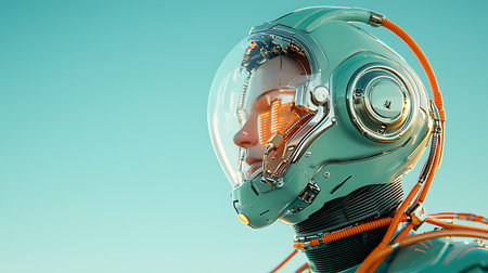 Astronaut in space helmet. 3d rendering toned image