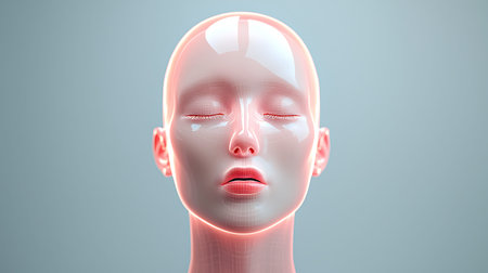Human Face Anatomy, 3D Illustration, Human Head Anatomyの写真素材