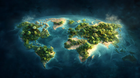 Highly rendering of planet Earth with forest on it. Elements of this image are furnished by NASAの写真素材