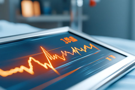 Electrocardiogram on a tablet. 3d rendering.