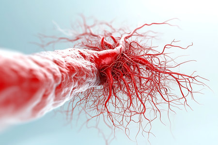 Human heart with blood vessels. 3d rendering. Computer digital image.の写真素材