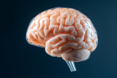 Human brain model on dark blue background. 3d illustration, 3d render