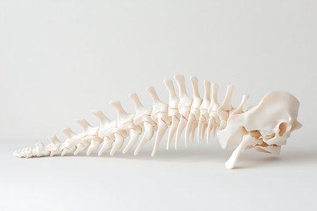 Human skeleton model on white background. Anatomy of human body.