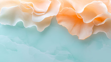 Rose petals on a turquoise background. Copy space.