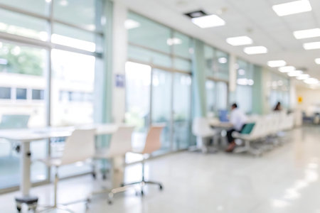Abstract blur hospital interior for background - Vintage filter processing style pictures.の写真素材