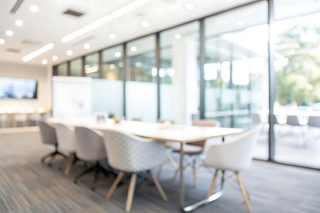 Abstract blur and defocused meeting room or conference room interior for background