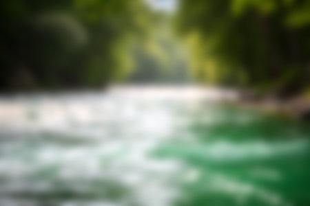 Explore a serene river flowing through a lush green forest, reflecting sunlight and evoking...