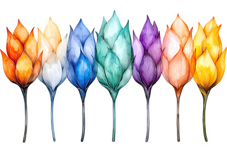 Explore a collection of colorful flower illustrations featuring unique designs and vibrant petals. Perfect for art enthusiasts and decor projects.の写真素材