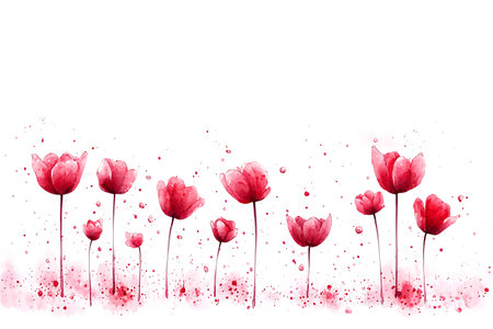 This stunning watercolor artwork features elegant pink flowers with splashes of color, perfect for adding a serene touch to any space.の写真素材