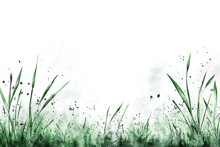 This artistic watercolor illustration of fresh green grass features a soft background, ideal for various design projects, nature themes, and eco-friendly concepts.の写真素材
