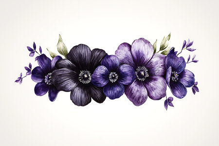 A stunning arrangement of purple flowers with intricate detailing, perfect for floral design projects, background art, or nature-inspired decorations.の写真素材