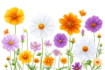 A stunning display of vibrant flowers in various colors, bringing a touch of beauty and cheer to any setting. Ideal for seasonal themes.の写真素材