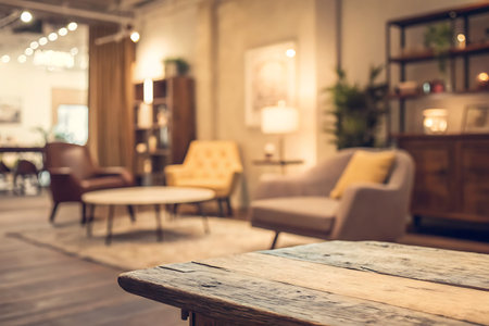 This image features a cozy modern living room with stylish furniture and warm lighting, creating an...