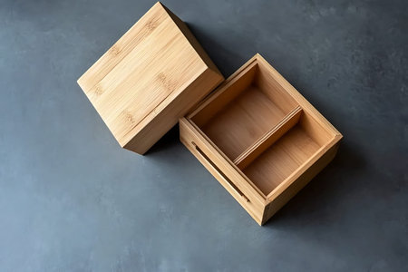 Explore the beauty of this elegant open bamboo box, perfect for organizing items in a minimalistic...