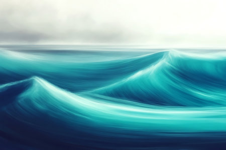 This mesmerizing abstract portrayal of ocean waves captures the essence of tranquility and natural beauty. Ideal for relaxation themes and coastal projects.の写真素材