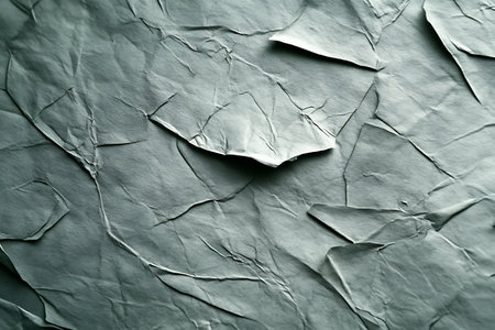 This image features a close-up of crumpled gray paper showcasing unique textures and patterns. Ideal for artistic and design projects requiring subtle elegance.の写真素材