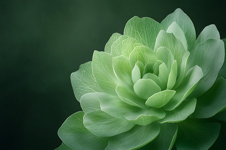 Stunning close-up of a fresh green succulent plant showcasing intricate leaves and a soft green background, perfect for home decor and nature lovers.の写真素材