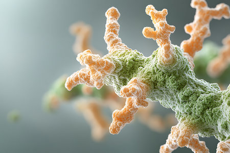 Explore a vibrant close-up of microorganisms showcasing intricate cellular structures and vivid colors, highlighting the beauty of life at a microscopic level.の写真素材