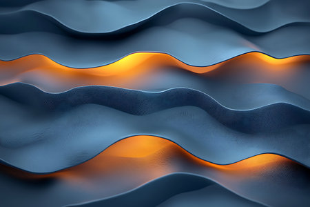 Stunning abstract image featuring smooth wavy textures illuminated by a warm glow, perfect for modern design projects and creative concepts.の写真素材