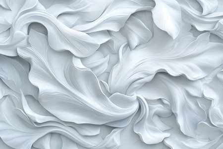 This elegant abstract image features a textured white background with flowing organic shapes. The...