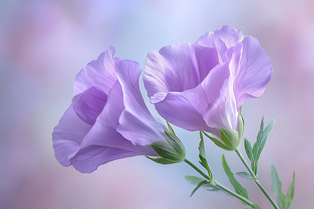 Beautiful lavender flowers stand out against a soft pastel background, capturing the essence of...