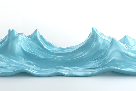 This abstract image features fluid waves in a vibrant blue hue, conveying a sense of tranquility and modern design. The smooth texture invites creativity and artistic interpretation.の写真素材
