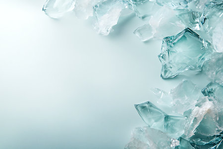 Stunning composition featuring shards of ice arranged beautifully on a soft background, showcasing intricate details and light reflections, perfect for creative projects.の写真素材