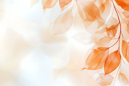 This stunning image features soft orange leaves gracefully layered against a gentle, blurred background, creating a tranquil autumn atmosphere perfect for nature-inspired designs.の写真素材