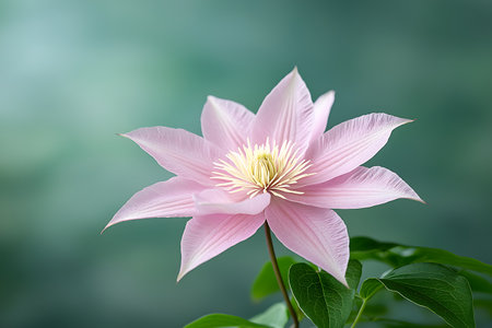 A stunning pink flower with delicate petals stands out against a soft green background, embodying beauty and tranquility in nature. Perfect for various themes.の写真素材