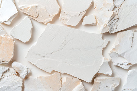 Capture the essence of nature with this detailed image of light colored fragmented stones, perfect for backgrounds or design elements in various projects.の写真素材