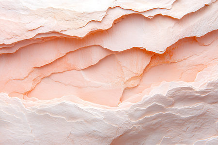 This image features a stunning soft pink layered rock formation, showcasing textured patterns and earthy tones. Ideal for backgrounds and nature-themed projects.の写真素材