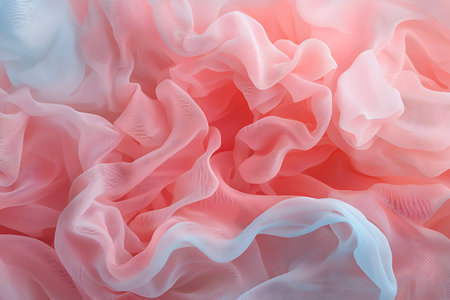 Elegant flowing drapery of soft pastel fabric in pink and blue hues, perfect for backgrounds or...