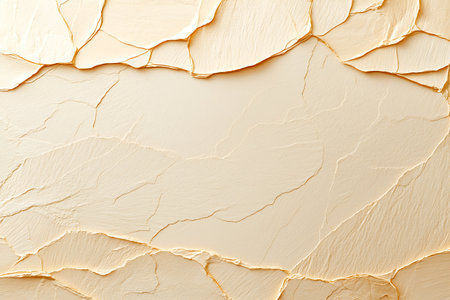 A beautiful textured beige background featuring natural cracks and layers, resembling cracked earth. Perfect for design projects or presentations.の写真素材