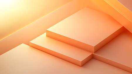 An abstract representation of soft orange geometric shapes and warm light, featuring clean lines and a minimalist design perfect for creative projects.の写真素材