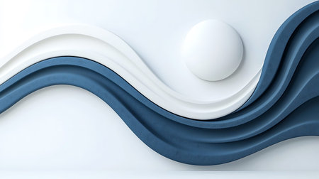 A captivating abstract wave pattern featuring smooth curves and a round element, all set against a...